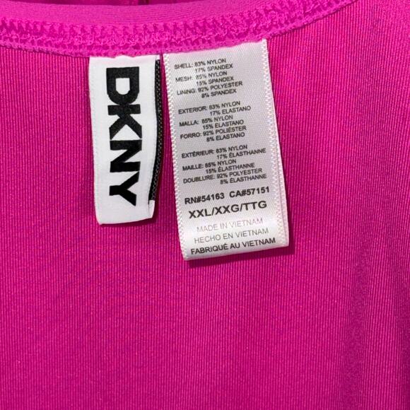 DKNY Ruffle Plunge Underwire Tummy Control One-Piece Swimsuit PINK XXL - Picture 12 of 12